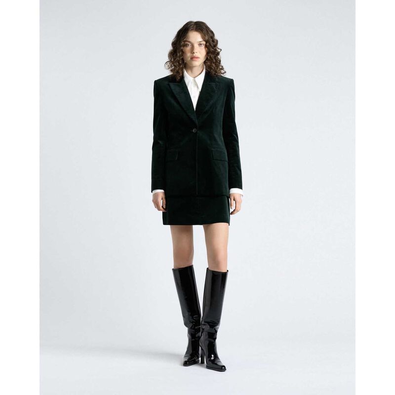 Cue Jade Stretch Velvet Mini Skirt image number 3
